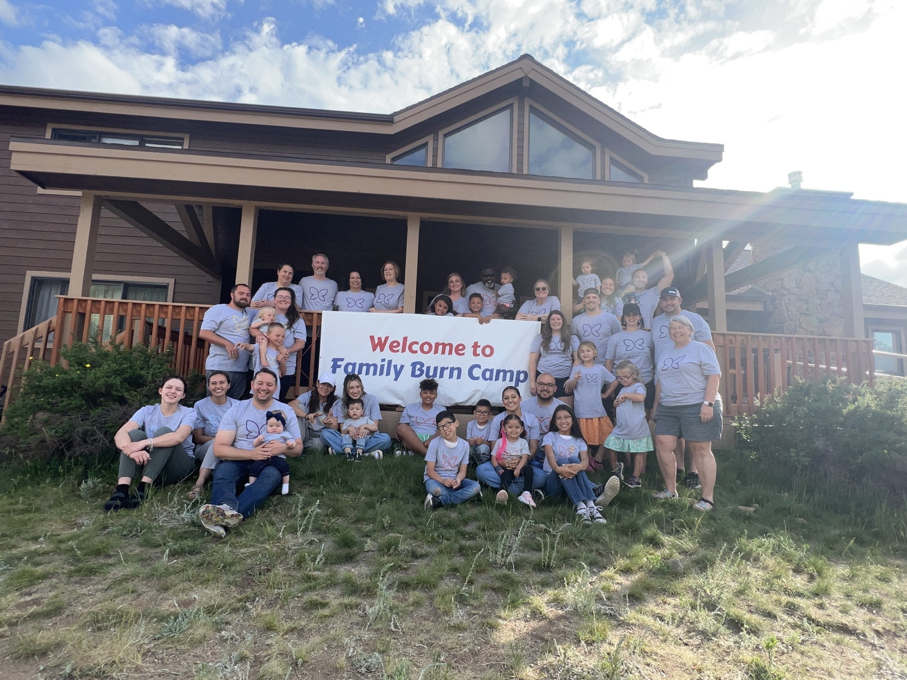 Families gathered together at Family Burn Camp